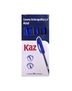 Caneta Esferográfica Azul Kaz - Caixa com 50 Unidades