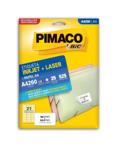 Etiqueta Pimaco A4 260 - 38,1mm x 63,5mm - Pct com 525
