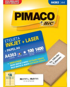 Etiqueta Pimaco A4 263 - 38,1mm x 99,0mm - Pct com 350