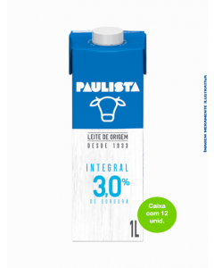 Leite UHT Integral Paulista 1 Litro - Caixa com 12 Unidades