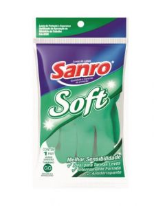 Luva Látex Multiuso Soft Verde Sanro - Tamanho GG