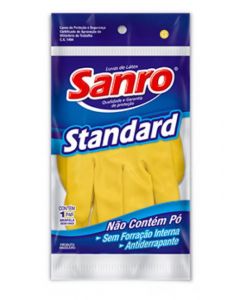 Luva Látex Multiuso Standard Amarela Sanro - Tamanho G