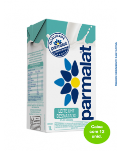 Leite UHT Desnatado Parmalat 1 Litro - Caixa com 12 Unidades