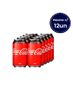 Refrigerante de Cola Coca-Cola Zero Lata 350ml - Pacote com 12