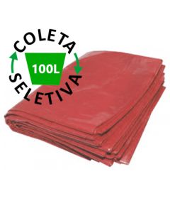 Saco para Lixo 100L BL Coleta Seletiva Vermelho com 100 Unidades