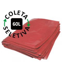 Saco para Lixo 60 Litros - Coleta Seletiva Vermelho - 100 uni.