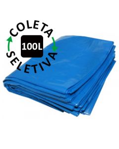 Saco para Lixo 100 Litros - Coleta Seletiva Azul - 100 unidades