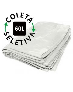 Saco para Lixo 60 Litros - Coleta Seletiva Branco - 100 unidades