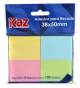 Bloco Auto Adesivo Colorido Kaz 38mmx50mm - Pct com 4x100 folhas